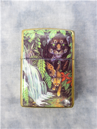 JAGUAR & CUB AT TURTLE FALLS Brass Lighter & Collectible Tin (Zippo,Mysteries of the Forest, 1995)