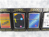 GEOMETRIC COLLECTION with 7 Abstract Art Lighters (Zippo, 1992)