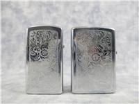 352 VENETIAN Slim & Regular Polished Chrome Lighter Set (Zippo, 1974-1975)