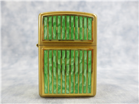 GREEN MARBLE Two-Sided Raised Panel Gold Inlay Brass Lighter (Zippo, 1994)