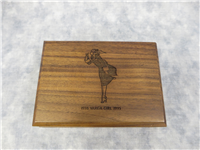 1935 VARGA GIRL Silver Plate w/ Gold Inlay Etched Lighter w/ Walnut Box (Zippo, 1995) 1 of 2000