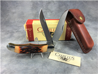 CAMILLUS USA 26 2-Blade Folding 5-1/4" Hunter Knife with Leather Sheath