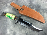 OZAIR Custom Handmade 14-1/4" Green Bone Damascus Guard & Pommel Bowie Knife