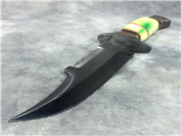 OZAIR Custom Handmade 14-1/4" Green Bone Damascus Guard & Pommel Bowie Knife