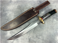 Custom Handmade 15-1/4" Fixed Blade Knife with Oklahoma Seal Leather Sheath