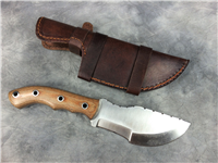 CFK CUTLERY TRACKER 9-5/8" D2 Wood Knife with Leather Sheath