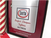 SERTA Mattress Brushed Chrome Advertising Lighter (Zippo, 1953-1955)