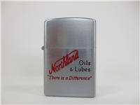 NORTHLAND OILS & LUBES Brushed Chrome Advertising Lighter (Zippo, 1953-1955)