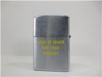 ARMY ARMOR SCHOOL AT FORT KNOX KY Brushed Chrome Lighter (Zippo, 1966)