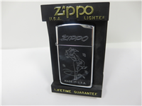 WINDY GIRL Slim Laser Engraved Polished Chrome Lighter (Zippo,1996)