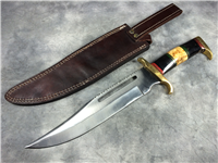 Custom Handmade 15-1/2" Fixed Blade Knife with Oklahoma Seal Leather Sheath