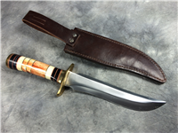 ASH 440C Steel 12-1/4" Fixed Blade Knife with Oklahoma Seal Leather Sheath
