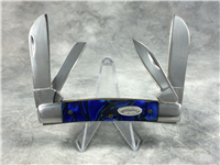 CHIMNEY ROCK CUTLERY Blue Swirl Celluloid 4-Blade Congress Knife