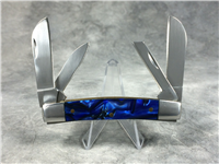 CHIMNEY ROCK CUTLERY Blue Swirl Celluloid 4-Blade Congress Knife