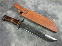 OZAIR Custom Handmade 15-3/4" Stacked Leather Damascus Bowie Knife with Sheath