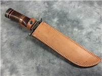 OZAIR Custom Handmade 15-3/4" Stacked Leather Damascus Bowie Knife with Sheath