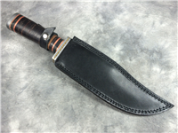 BLACK HORSE 14-3/4" Stacked Leather Bowie Knife with Sheath
