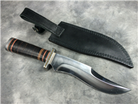 BLACK HORSE 14-3/4" Stacked Leather Bowie Knife with Sheath