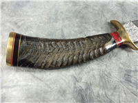 Custom Handmade 11-3/4" Damascus Fixed-Blade Knife with Leather Sheath