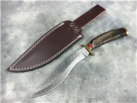 Custom Handmade 11-3/4" Damascus Fixed-Blade Knife with Leather Sheath