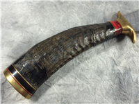 Custom Handmade 11-3/4" Damascus Fixed-Blade Knife with Leather Sheath