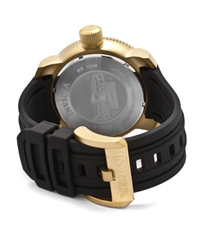INVICTA Men's 1545 SEA HUNTER Swiss Quartz 50mm Gold Dial with Black Poly Band Watch