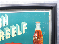 1935 REFRESH YOURSELF Drink Coca-Cola 13x21" Framed Lithograph Advertising Sign