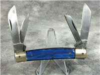 OLD RAM Solingen Steel Blue Swirl Celluloid 4-Blade 3-5/8" Congress