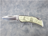 SHIP SCRIMSHAW Stainless Steel Cut-About Lockback Folding Knife (Zippo, #7220, 1990)