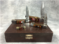 WHITE TAIL CUTLERY Frostwood Set of 4 Single-Blade Folding Pocket Knives