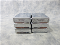 WILD WEST SERIES Laser Engraved Polished Chrome Lighter Set of 6 (Zippo, 1993)