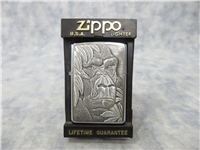 GORILLA FACE Pewter Emblem Polished Chrome Lighter (Zippo, Barrett Smythe, #B90, 1995)