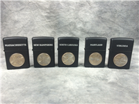 STATE QUARTERS VOL. 2 Limited Ed. Set of Five Matte Black Lighters (Zippo, 2000)