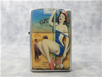 CAMEL Firefighter Pinup Girl Ultralite Chip Street Chrome Lighter (Zippo, 2005)