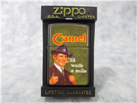 Camel I'D WALK A MILE Technigraphic Chip Advertisement Matte Black Lighter (Zippo, 1997)