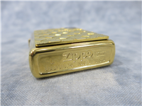 Diamond Cut PLAID/LATTICE EMBLEM Gold Plated Lighter (Zippo, 1999)