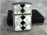 ZIPPO Mother of Pearl & Black Pearl Diamonds Polished Chrome Lighter (Zippo 20480, 2003)