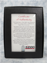 ZIPPO 75th Anniversary 1/227 Pilot Run Polished Chrome Armor Click Member Lighter (Zippo, 2007)