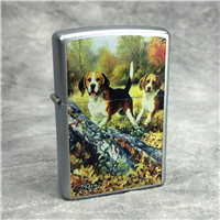 LINDA PICKEN BEAGLES Satin Chrome Lighter (Zippo 24411, 2008) New Sealed