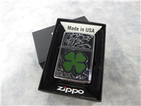 FOUR LEAF CLOVER Laser Engraved Polished Chrome Lighter (Zippo, 24699, 2009)
