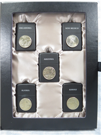 STATE QUARTERS VOL. 10 Set of Five Matte Black Lighters (Zippo, 2008)