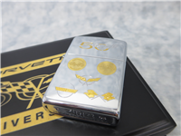 CORVETTE 50TH ANNIVERSARY 1036/5000 Limited Edition 24KT Gold Inlay Engraved Polished Chrome Lighter (Zippo, 2003)