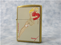 HEART Brushed Brass Lighter (Zippo, Petty Pretty Girl Collection Series I, 1997)