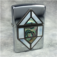 STAINED GLASS Emblem Polished Chrome Lighter (Zippo 20899, 2006)