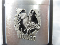 RODEO 3D Diamond Cut/Epoxy Filled Emblem Brushed Chrome Lighter (Zippo, 2000)