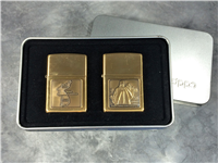 KOREAN WAR Polished Brass 2 Lighter Commemorative Set (Zippo, 1996)