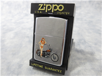 SOFTAIL FLAMES MOTOCYCLE Woman Bikini/Upswept Exhaust/Apes Polished Chrome Lighter (Zippo, 1994)