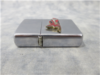 40's FUTURISTIC FLYING CAR EMBLEM Brushed Chrome Lighter (Zippo, 1996)