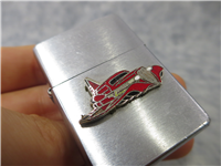 40's FUTURISTIC FLYING CAR EMBLEM Brushed Chrome Lighter (Zippo, 1996)