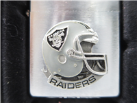 NFL RAIDERS 3D/EPOXY EMBLEM HELMET Brushed Chrome Lighter (Zippo, 2002)